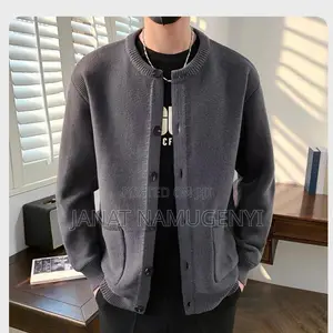 Grey Buttoned Sweater With Side Pockets