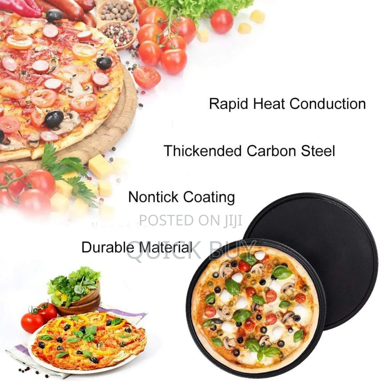 Non-Stick Pizza Steel Baking Round Oven Tray Pan