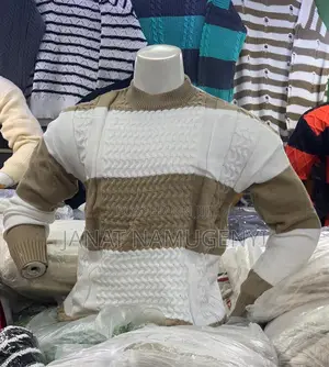Brown and White Big Stripped Sweater