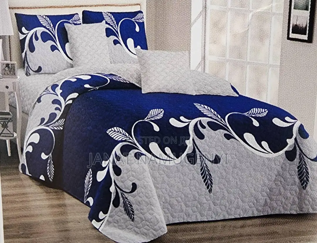 Blue and Grey 4 Piece Bedspread