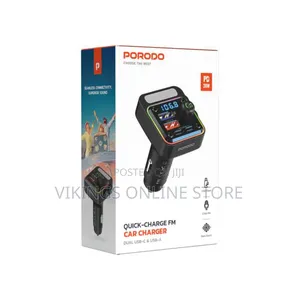Porodo 3-in-1 Fm Car Charger With 36w Power Delivery - Black