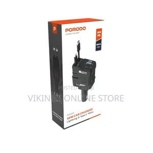 Porodo 66w Car Charger Lightning Type -C Wire