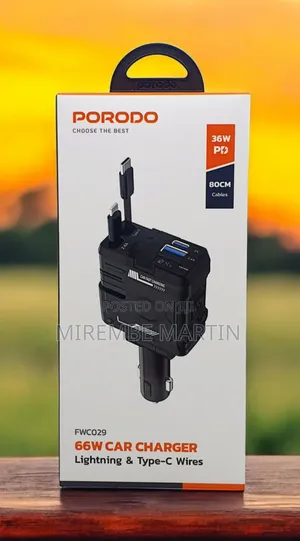 Porodo 66w Car Charger With Lightning Type-C