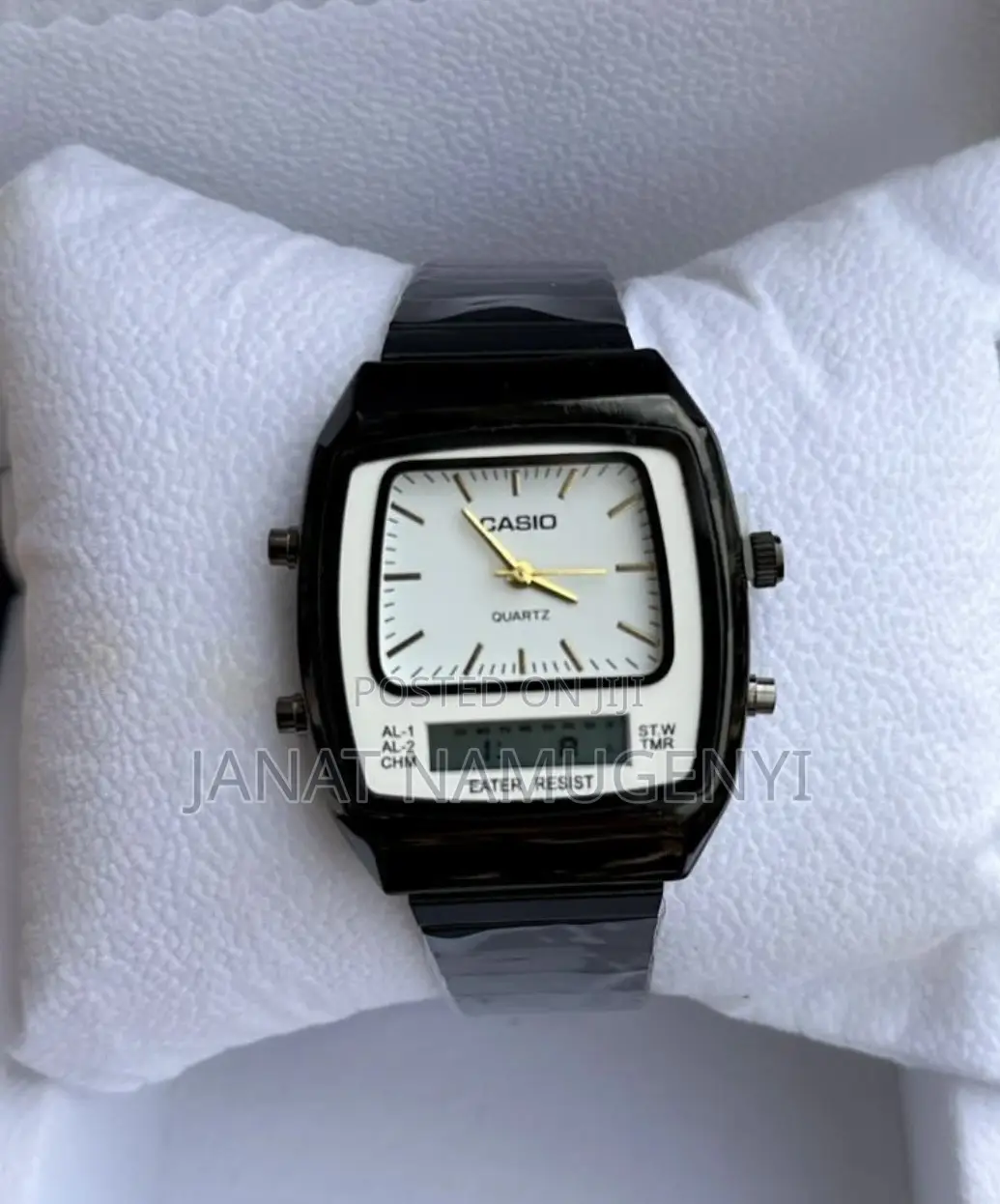 Black With White Dispay Casio Eater Resist Quartz Watch