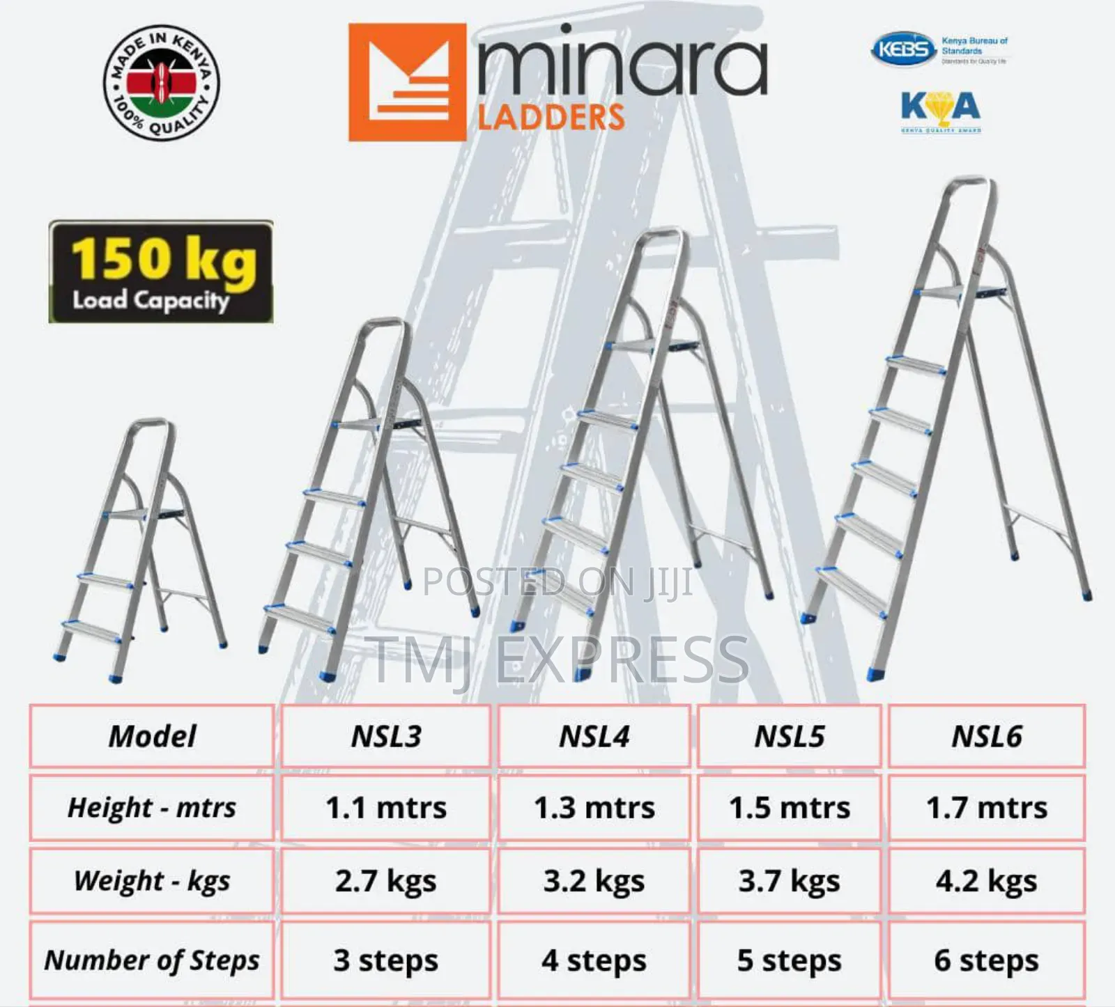 150 Kg Single Ladders Six Steps