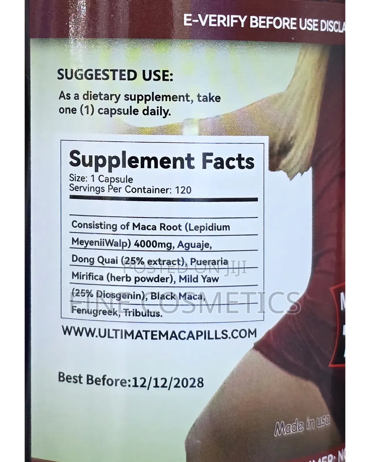Genuine Ultimate Maca Plus |Hip + Butt Enlargement 120 Pills