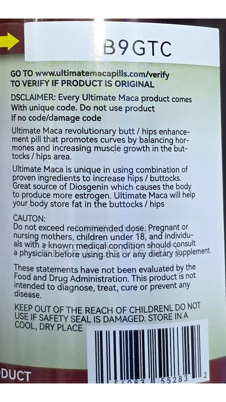 Genuine Ultimate Maca Plus |Hip + Butt Enlargement 120 Pills