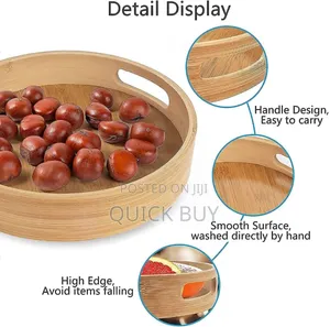 New Bamboo Round Serving Tray Fruit Holder