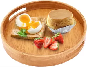 New Bamboo Round Serving Tray Fruit Holder
