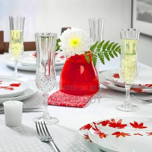 6pcs Crystal Clear Diamond Cut Champagne/Wine Glasses