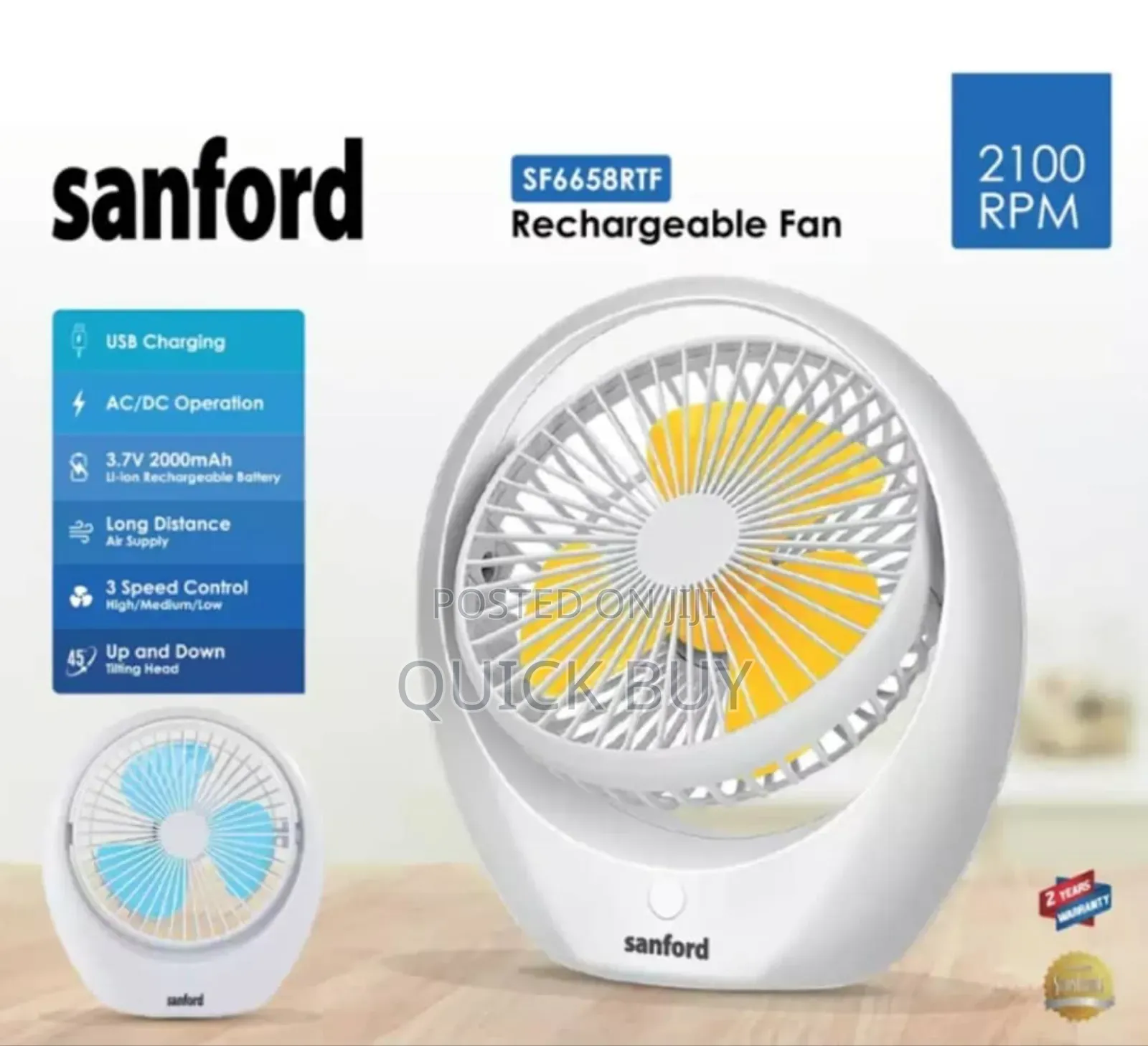 New Design Sanford Mini Rechargeable Table Fan