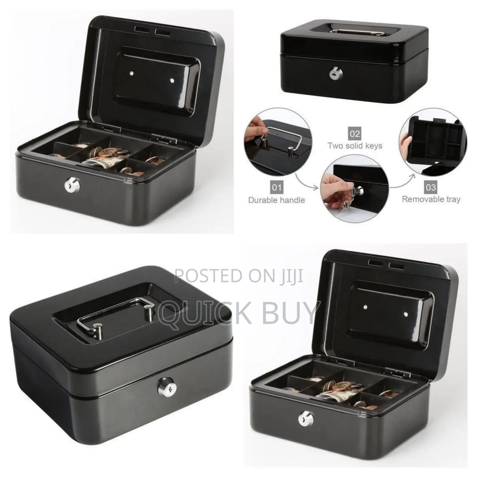 Cash Box With Coin Separator Tray-mult Colour