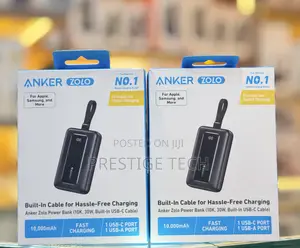 Anker Zolo Powerbank 10,000mah 30w (Built in Type C Cable)