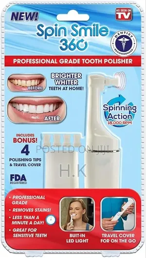 Electric Tooth Polisher Whitener With 5 Replacement Heads