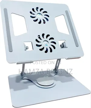 Tabletop Laptop Stand With Double Fan 360 Degree Rotating
