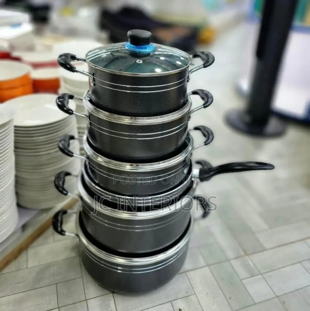 11pcs Aluminum Stock Pot Fry Pan With Heavy Duty
