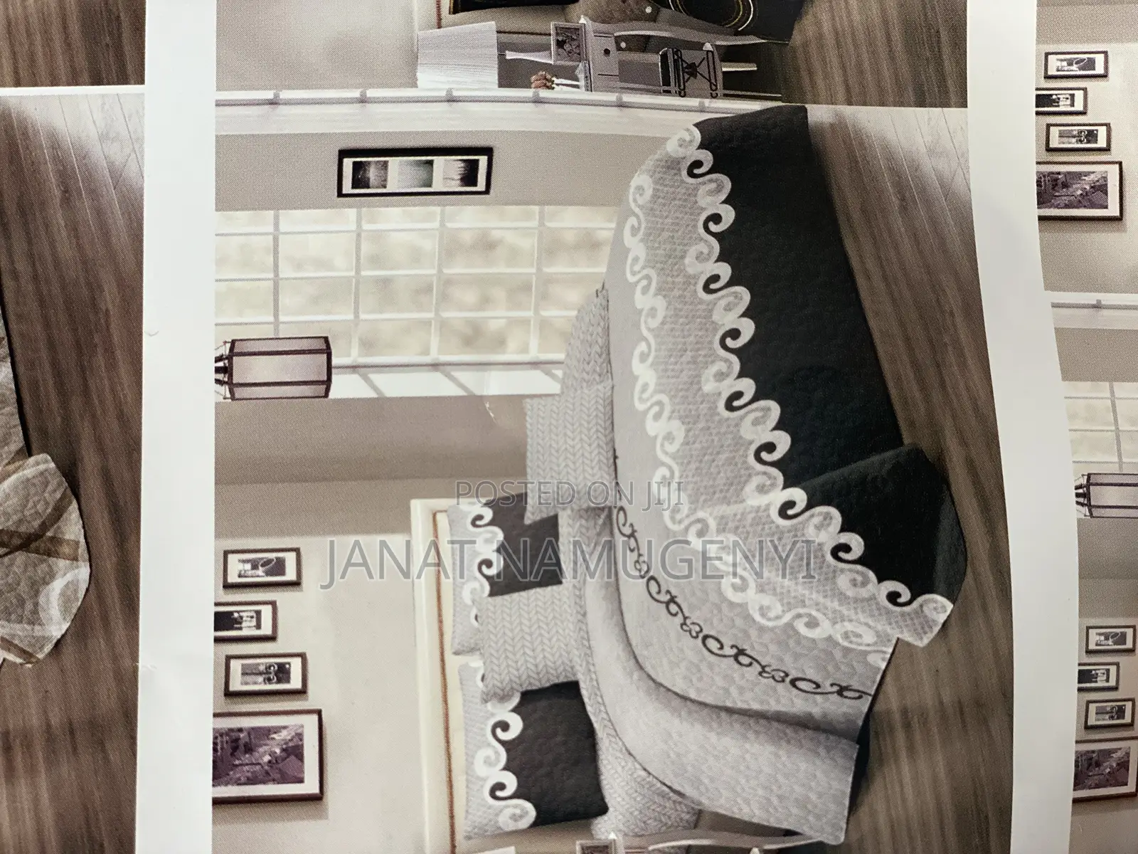Grey Black 4 Piece Bedspread(Light Duvet With a Bedsheet)