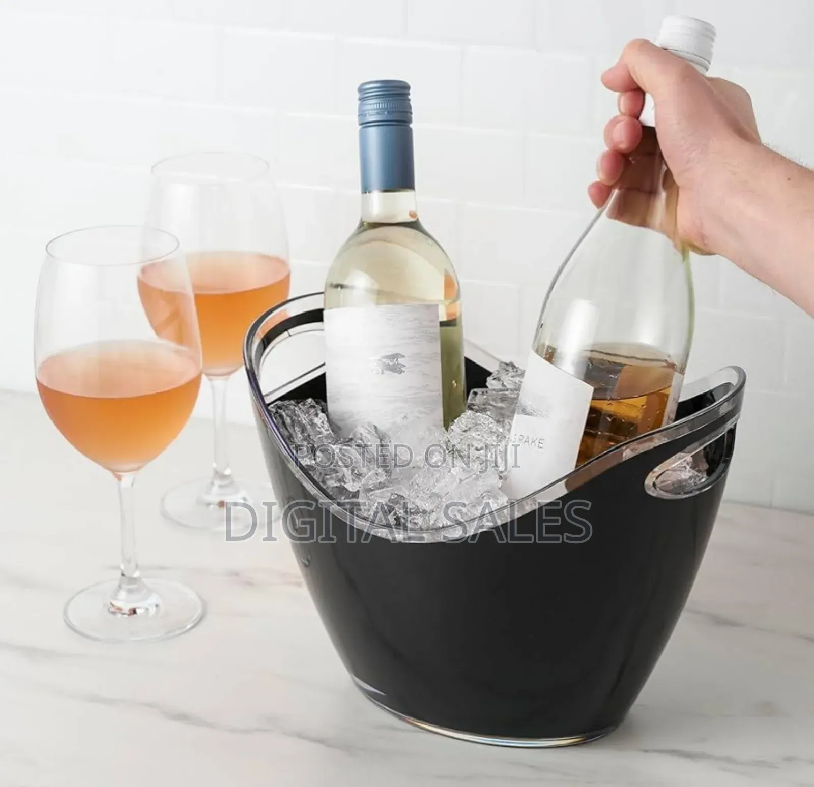 Black Acrylic 8 Bottle Beer, Champagne, Wine Ice Bucket