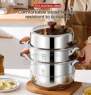 28cm Stainless Steel Food Steamer With Resistant Wood Handle