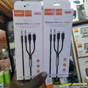 3 in 1 Braided Wire Aux Cable + Usb-C +Lightening