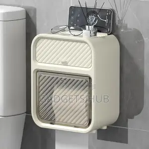Wall-Mounted Tissue Storage Box With Adhesive Wall Hook