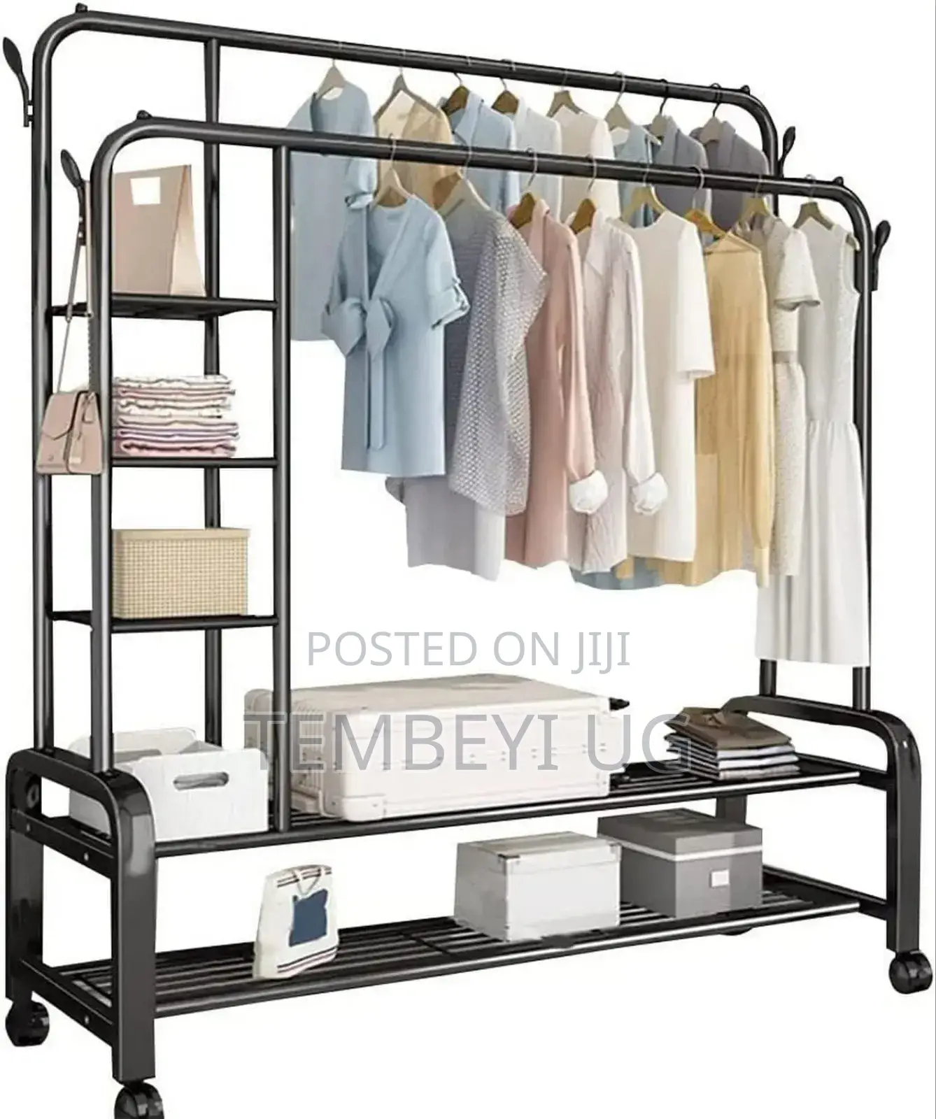 Double Rail Clothes Rack, Shoe Rack, Coat Hanger