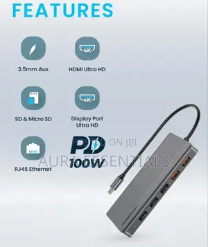 Powerology 13in1 Usb-C Hub Hdmi Type-C 100w