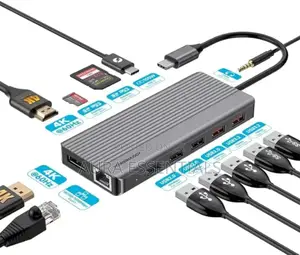 Powerology 13in1 Usb-C Hub Hdmi Type-C 100w