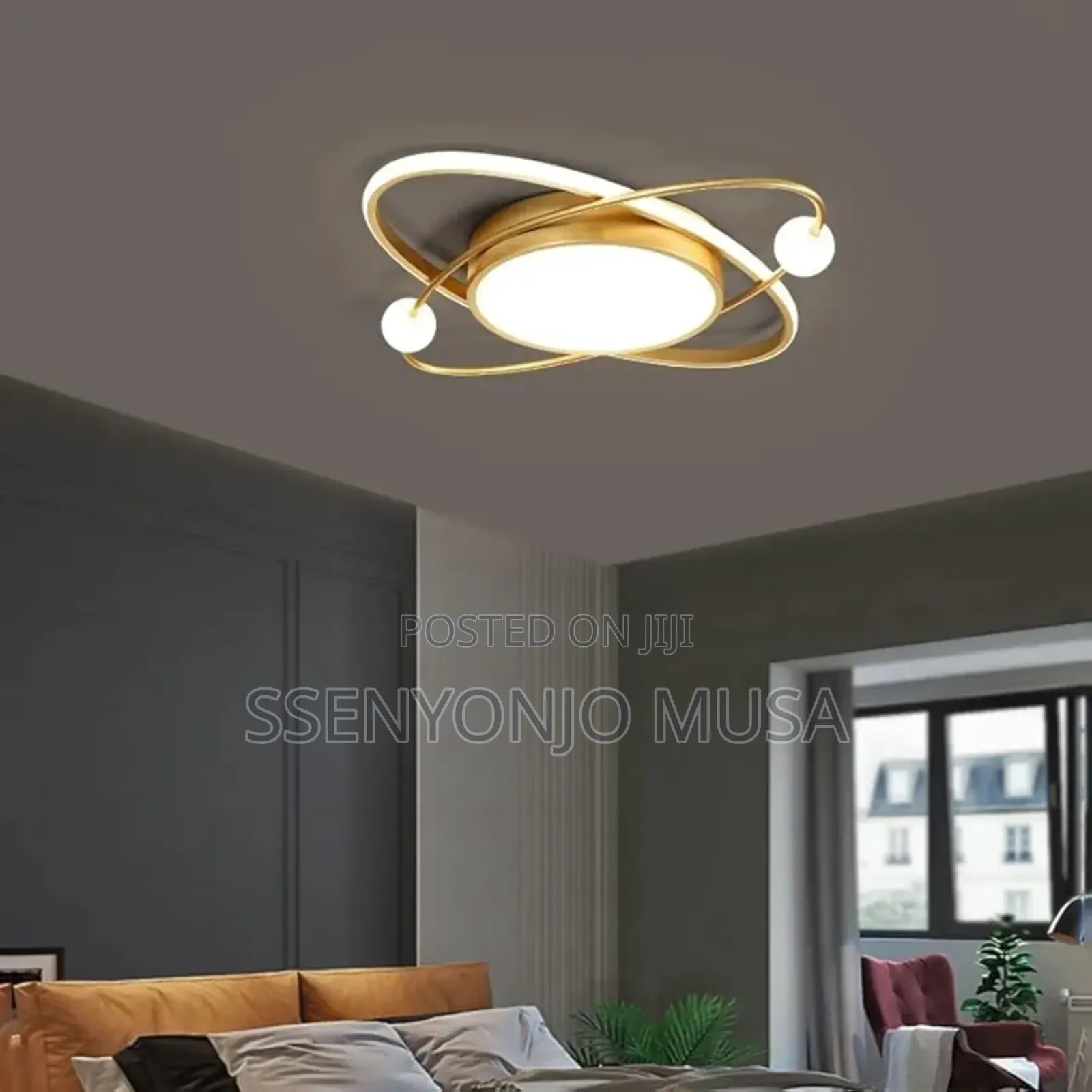 Modern Gold Ceiling Light - 27w Led, Round Flush Mount -
