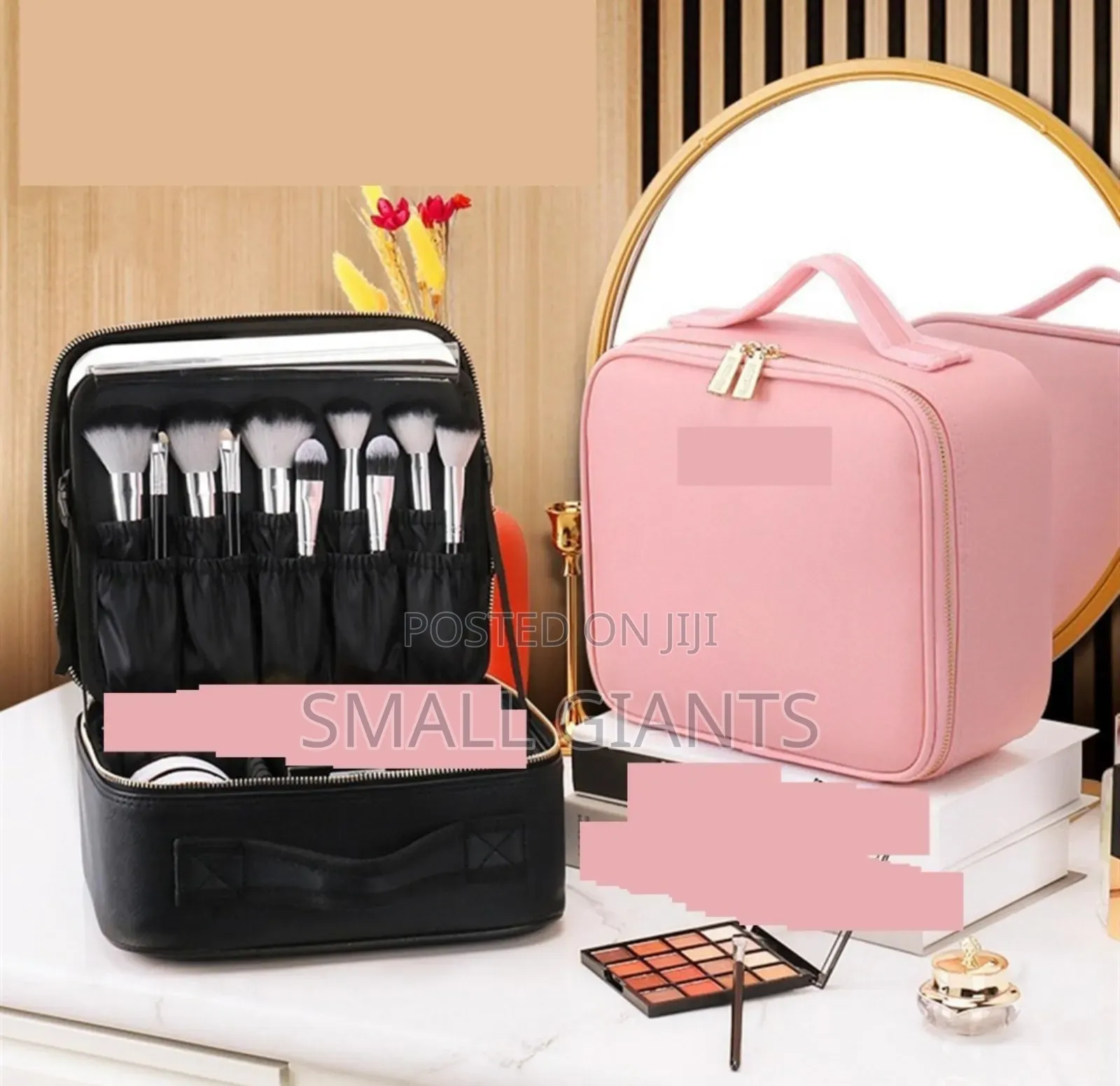 Travel Make-Up Organiser Bag With Led Light Vanity Mirror