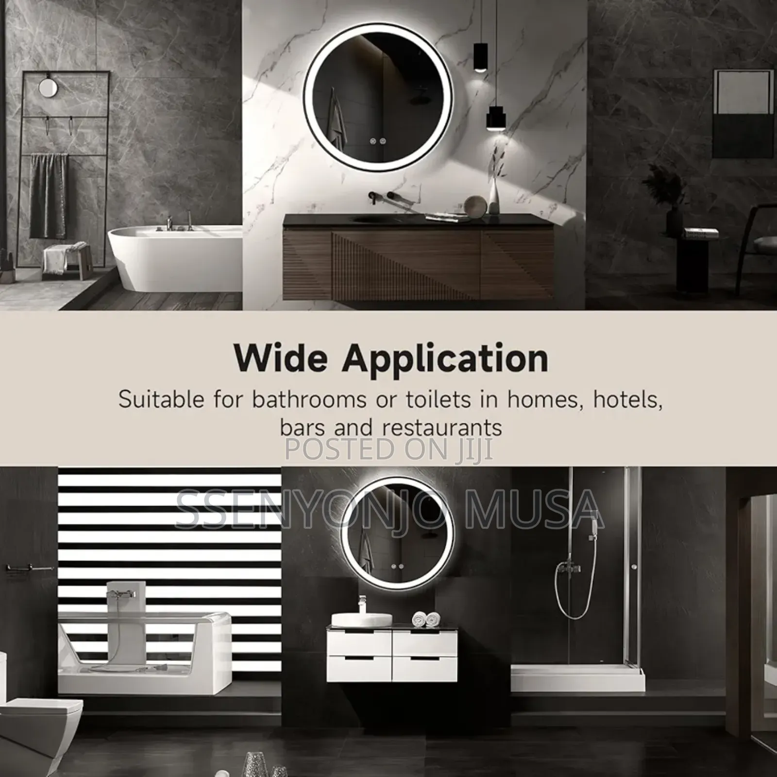 600x600mm Led Bathroom Mirror - Round, Touch Switch, 3 Color