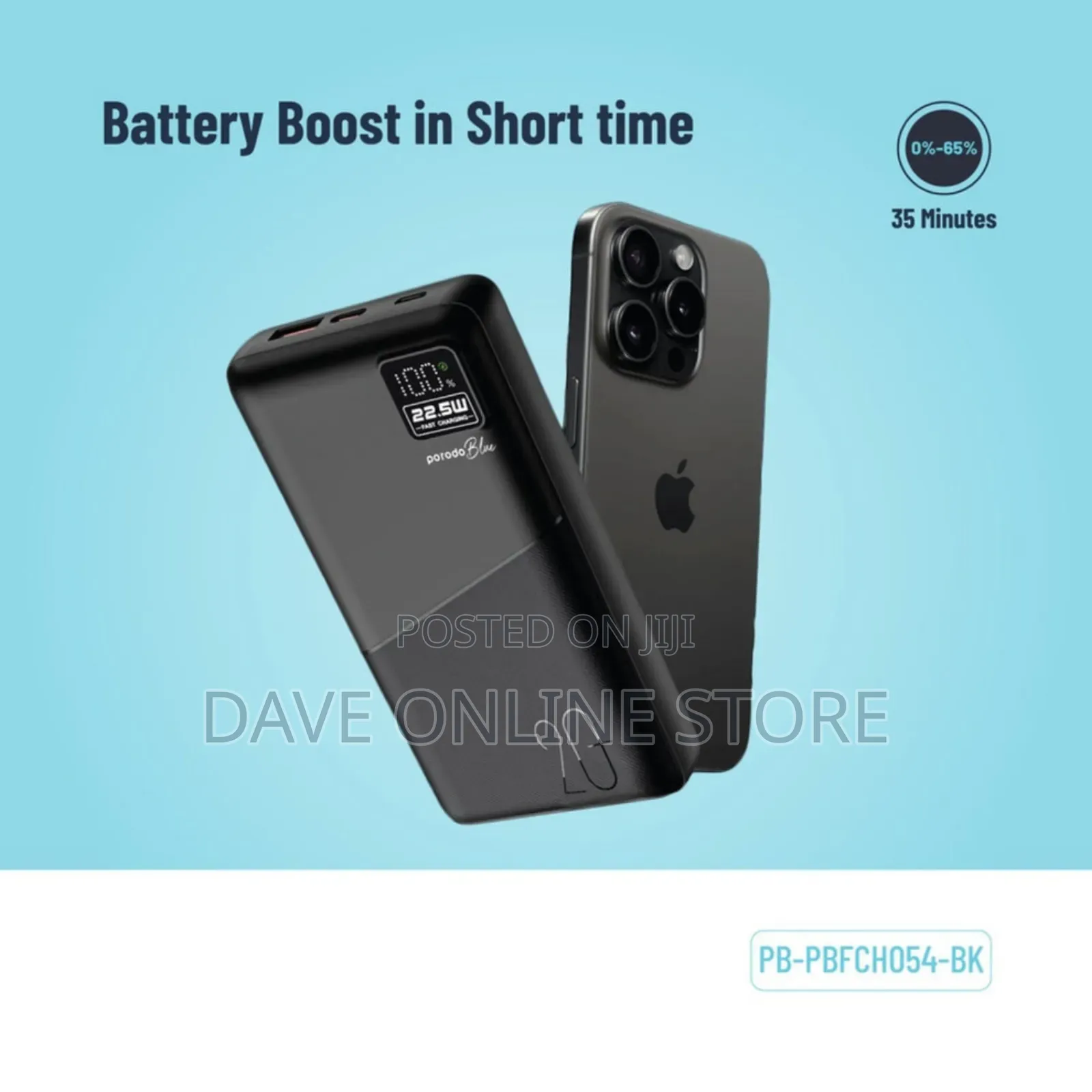 Porodo Blue 20000mah Powerbank Type-C Usb a _Black