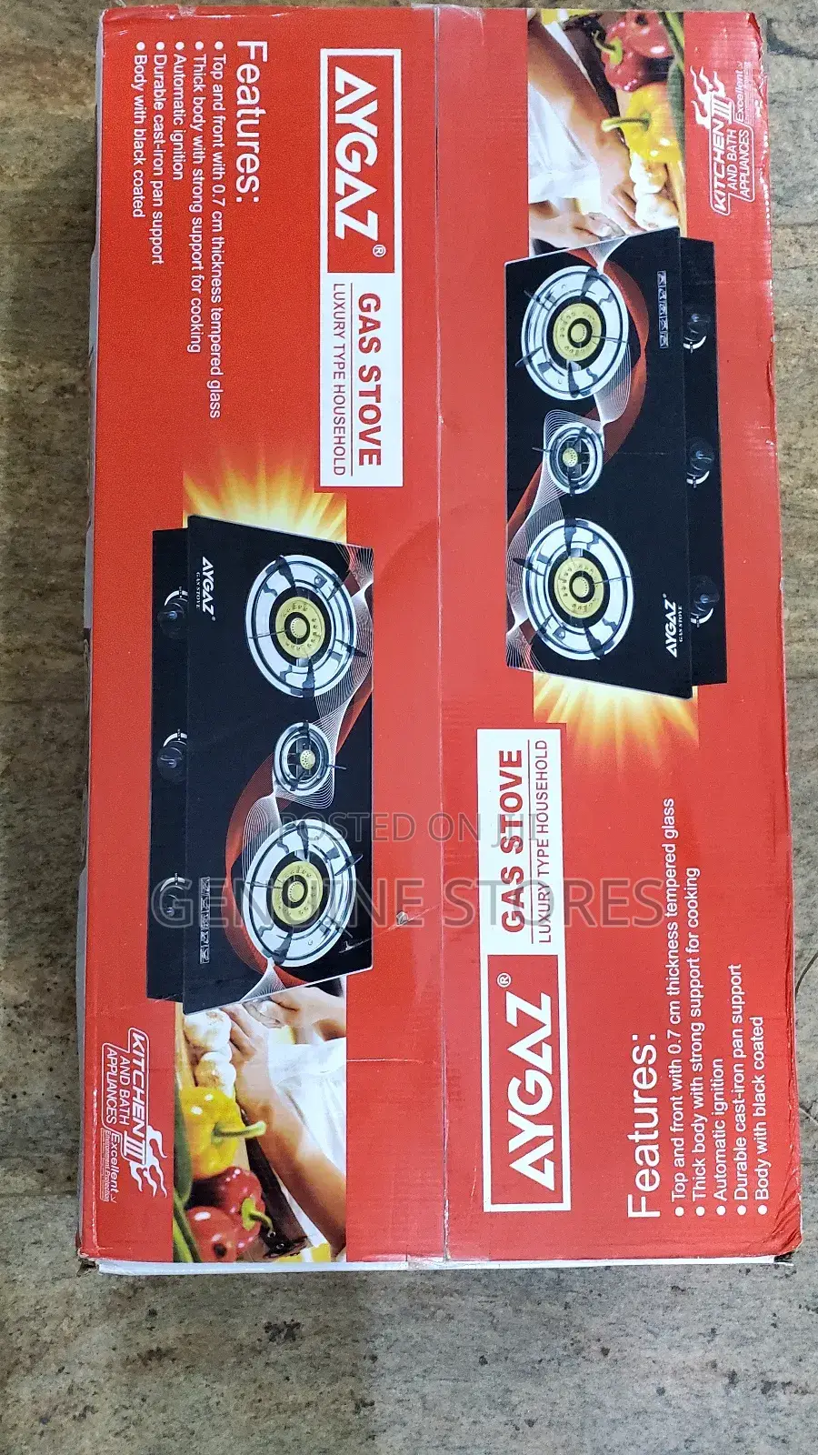3 Plate Gass Cooker Stove With a Glass Surface.