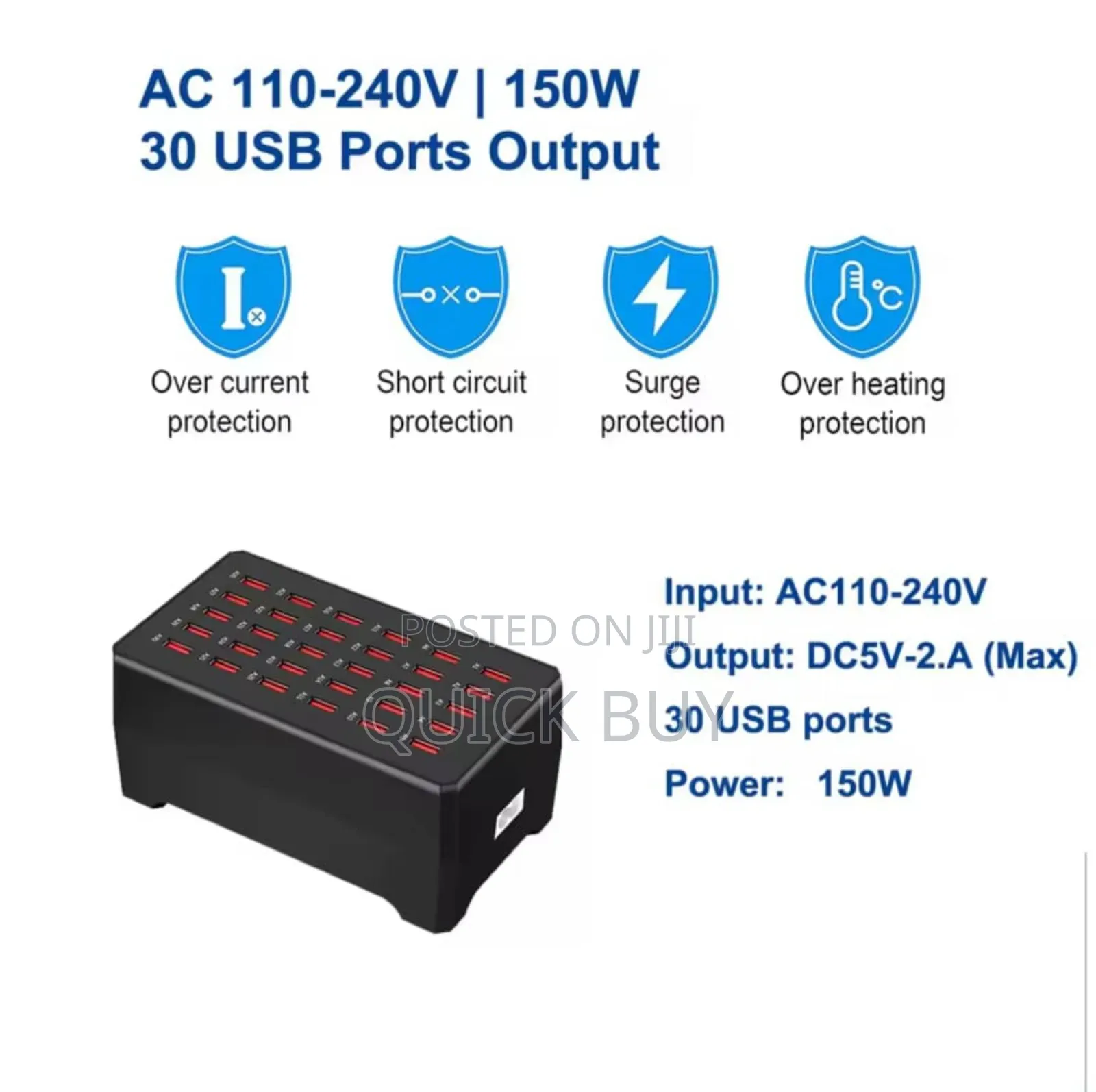 30-Port 150w/30a Multiple Usb Charging Station
