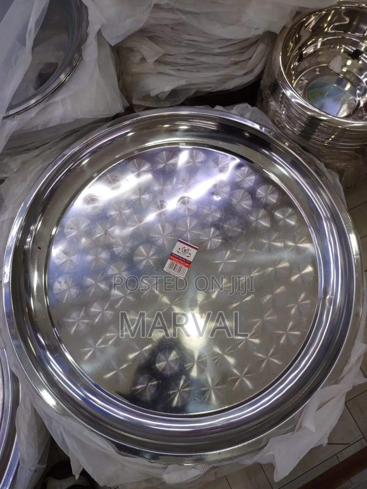 60 Inch Round Stainless Steel Serving Tray
