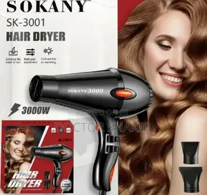 New Sokany Professional Hair Dryer 3000w Black Sk-3001