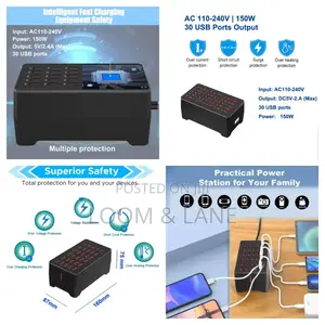 30-Port 150w/30a Multiple Usb Charging Station-New