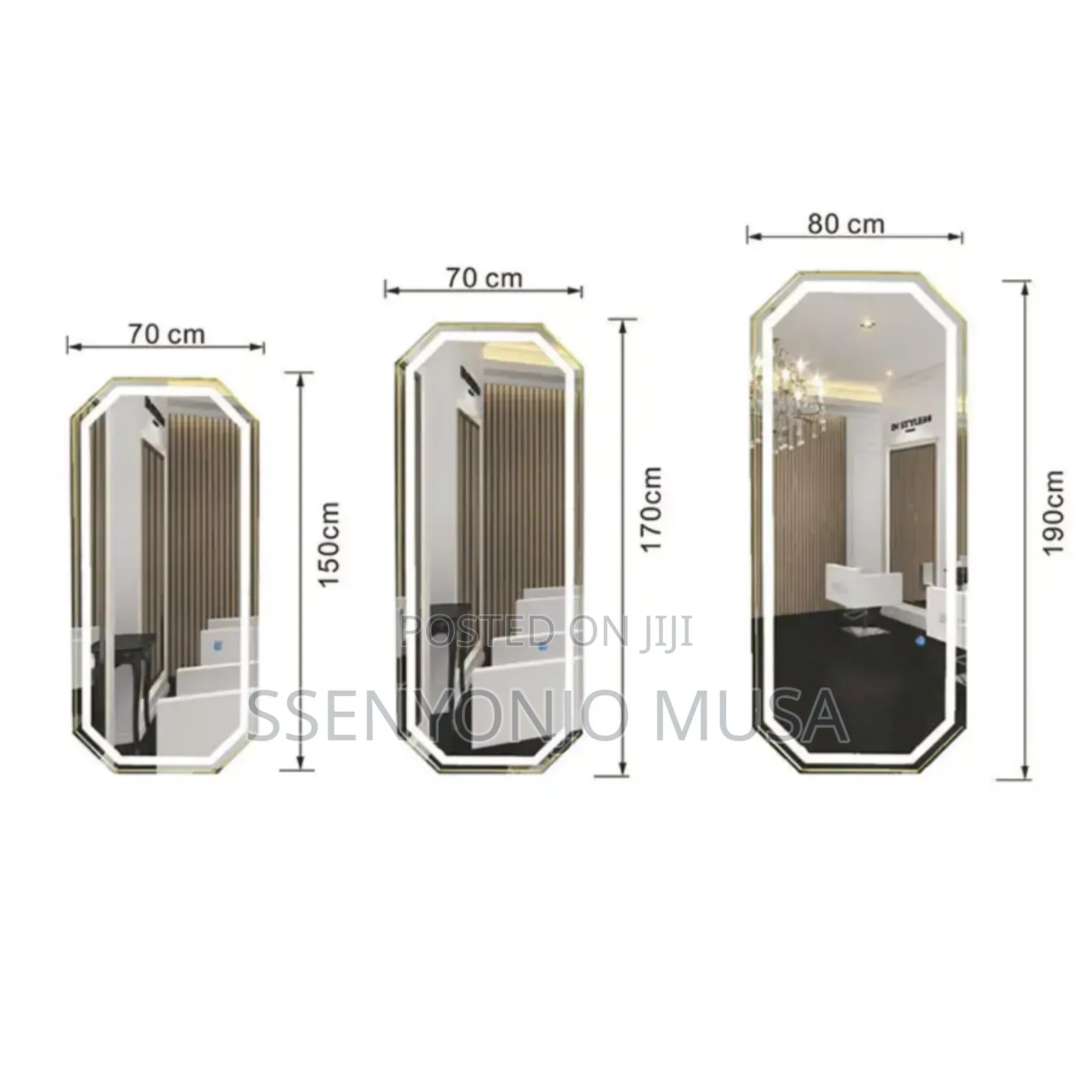 Full Length Led Mirror - Black, Touch Switch, Energy Saving