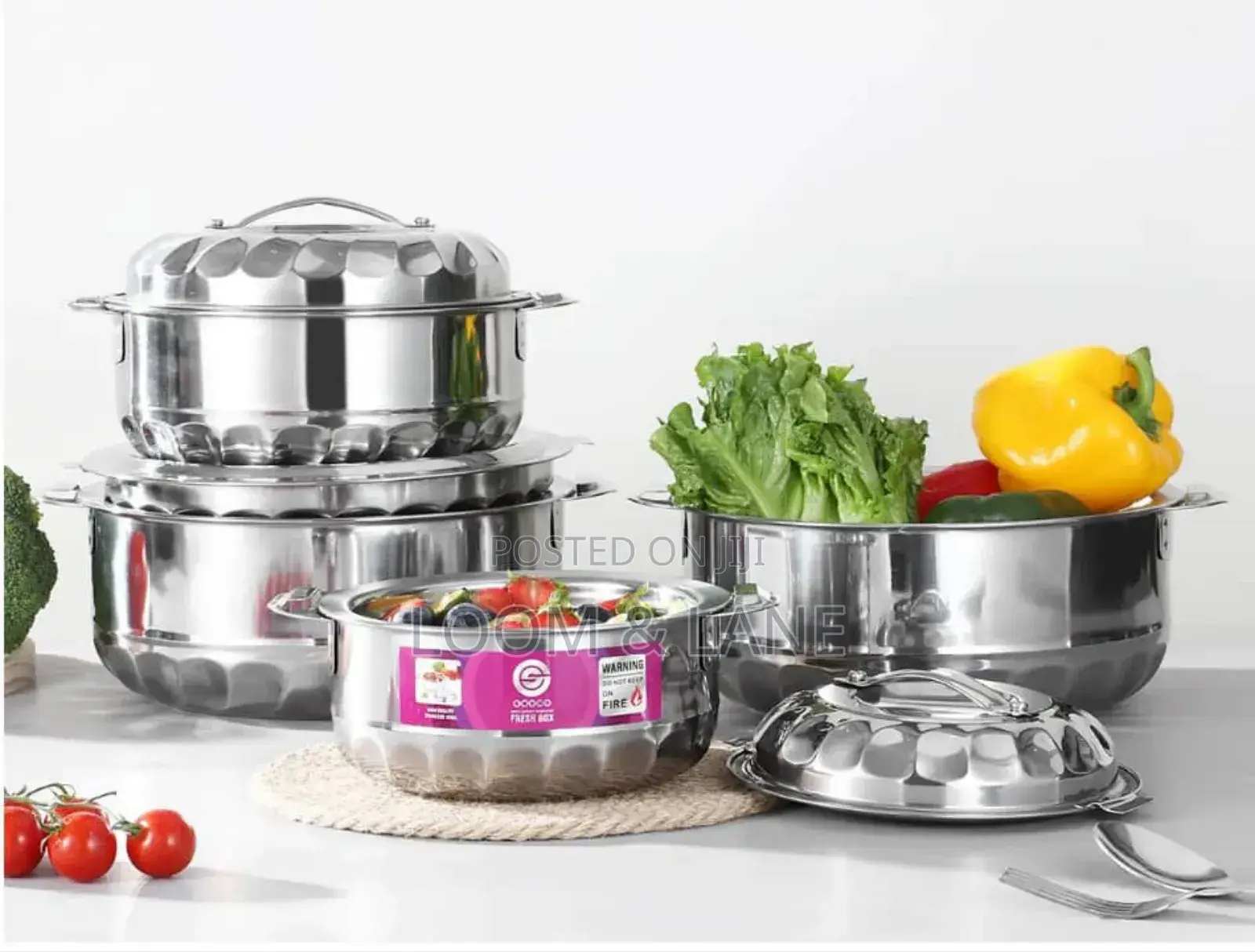 4pcs Stainless Steel Food Warming Dishes Lunch Boxes