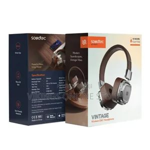 Porodo Soundtec Vintage Wireless Enc Headphones - Brown