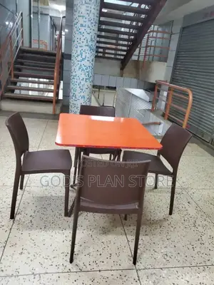 Foldable Dining Table and 4 Plastic Chairs Set