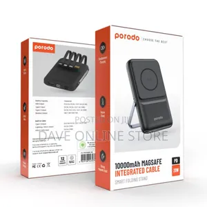 Porodo 10000mah Magsafe Power Bank Stand Attach - Black