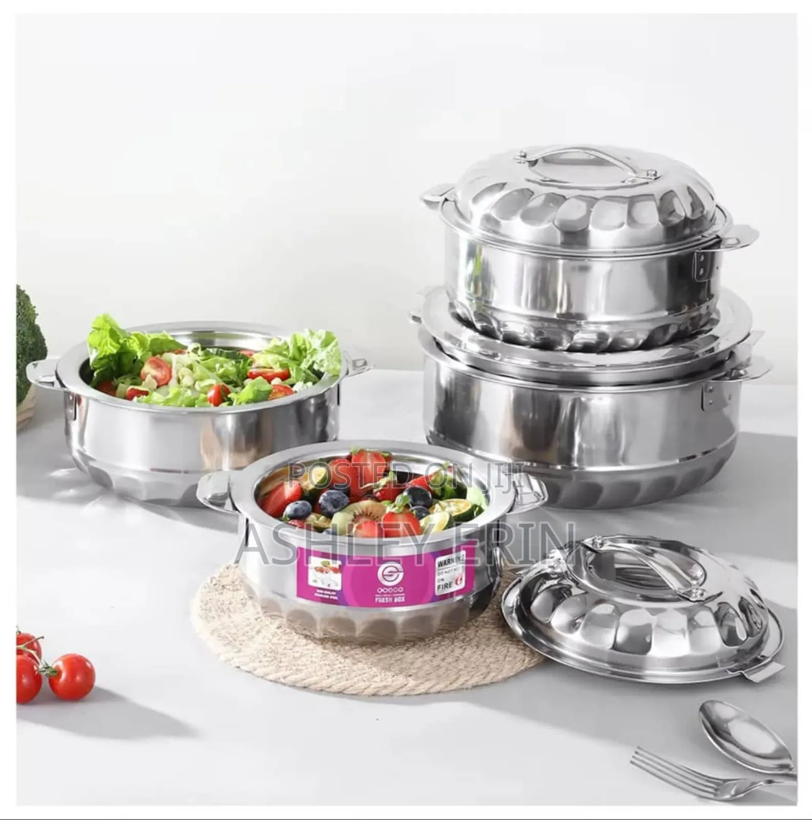 4pcs Stainless Steel Food Warming Dishes Lunch Boxes