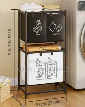 Foldable Multicompartment Laundry Basket With Divider