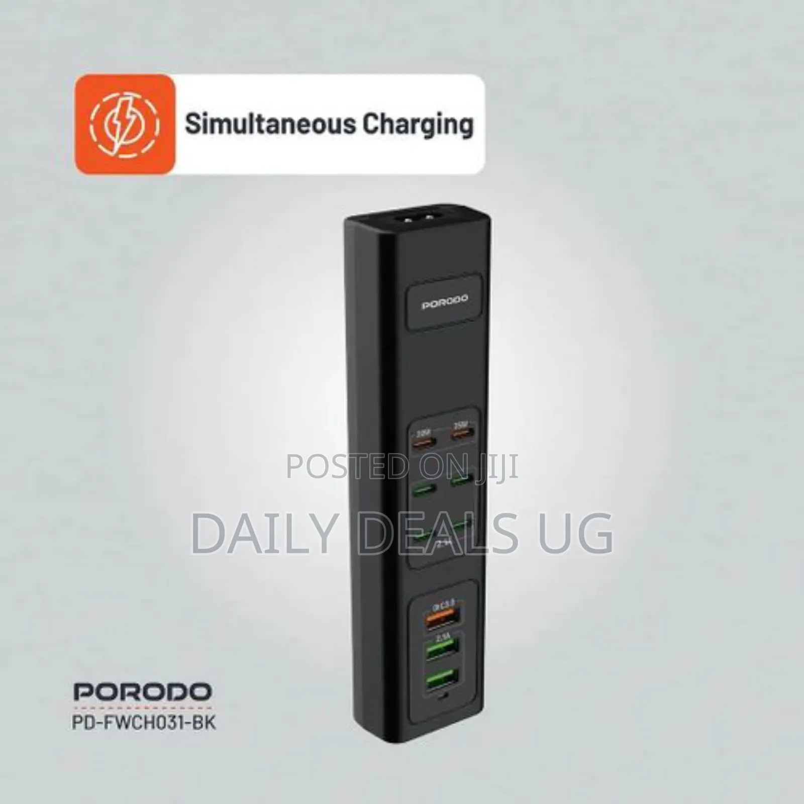 Porodo 85w Multi-Port Usb Charging Hub - Black