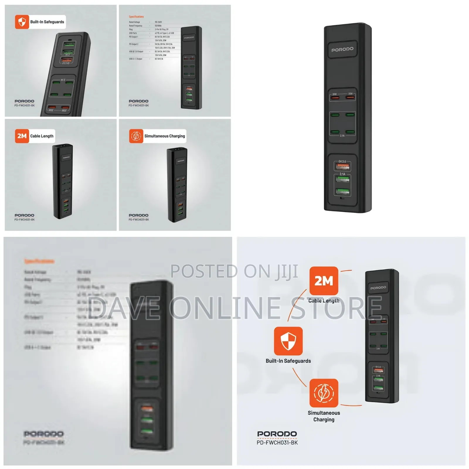 Porodo 85w Multi-Port Usb Charging Adapter