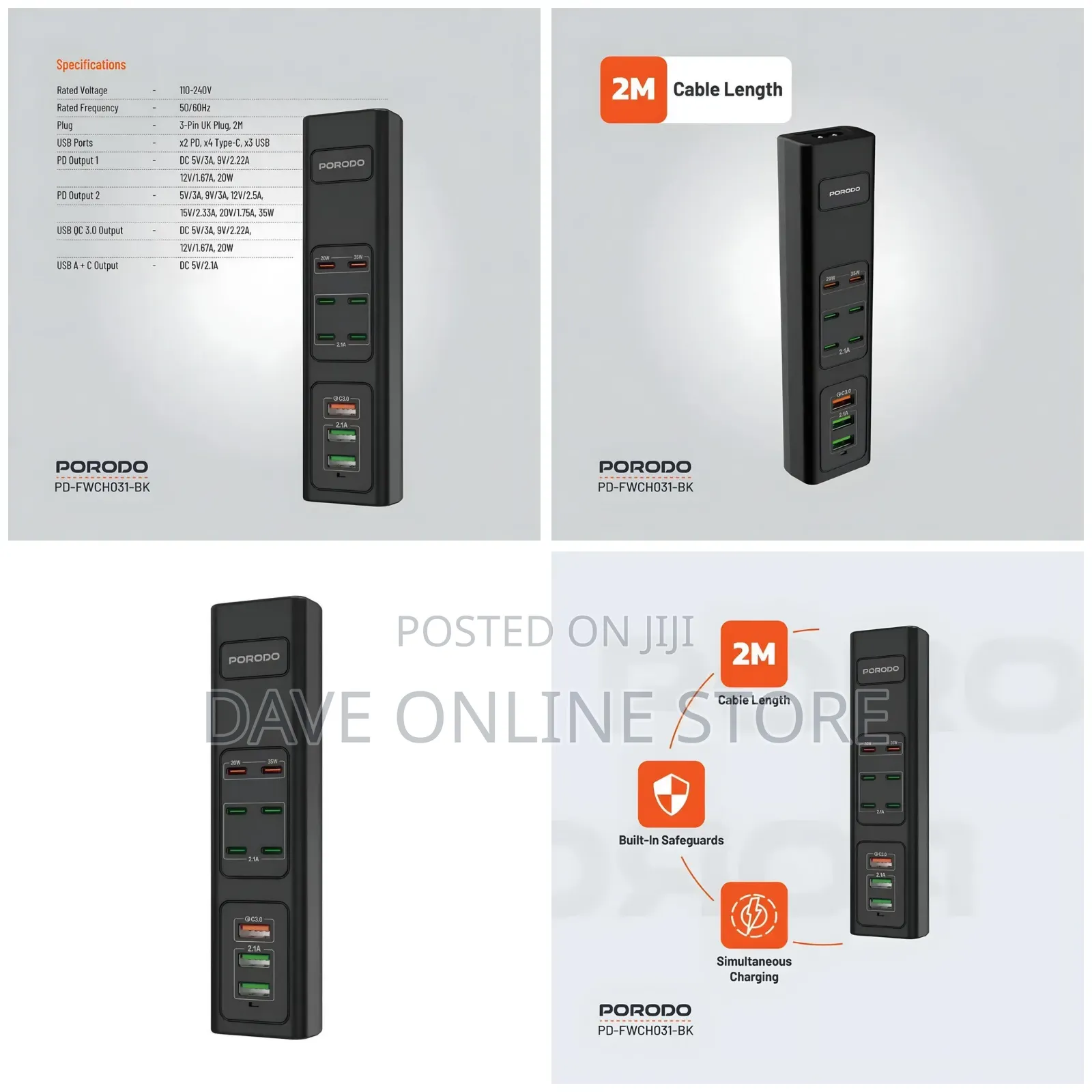 Porodo 85w Multi-Port Usb Charging Adapter