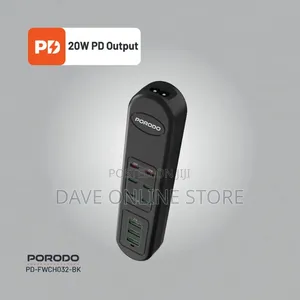 Porodo 50w Multi-Port Usb Charging Hub 6 Port Usb-C - Black