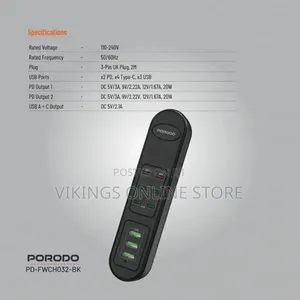 Porodo 50w Multi-Port Usb Charging Hub - 9-Port Fast Charger