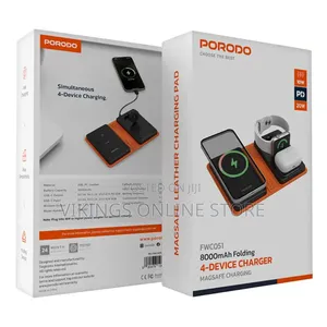 Porodo 8000mah Folding 4-Device Charger - Sku: Pd-Fwch051-Bk